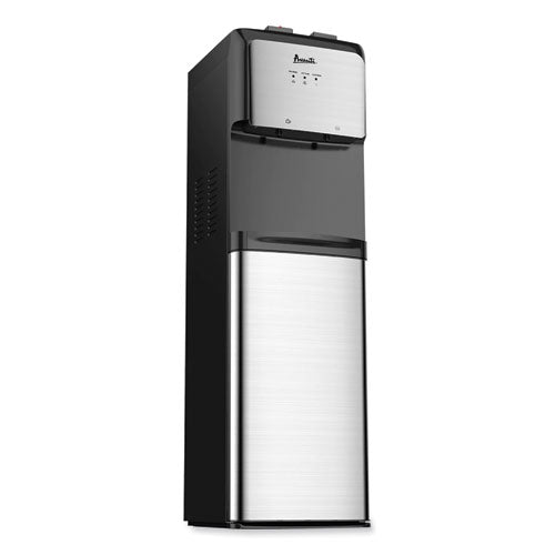 Image of Avanti Bottom Loading Water Dispenser with UV Light, 3 to 5 gal, 41.25 h, Black/Stainless Steel