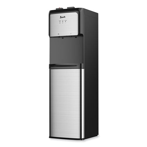 Image of Avanti Bottom Loading Water Dispenser with UV Light, 3 to 5 gal, 41.25 h, Black/Stainless Steel