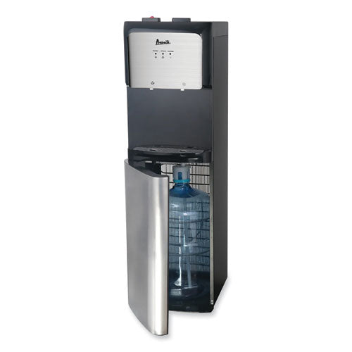 Image of Avanti Bottom Loading Water Dispenser with UV Light, 3 to 5 gal, 41.25 h, Black/Stainless Steel