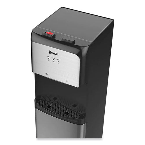 Image of Avanti Bottom Loading Water Dispenser with UV Light, 3 to 5 gal, 41.25 h, Black/Stainless Steel