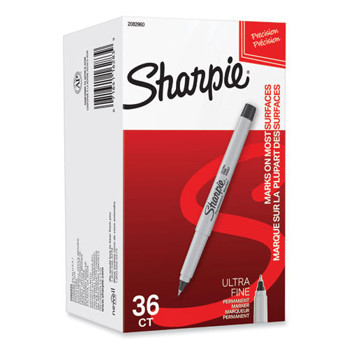 Image of Sharpie® Ultra Fine Tip Permanent Marker, Ultra-Fine Bullet Tip, Black, 36/pack