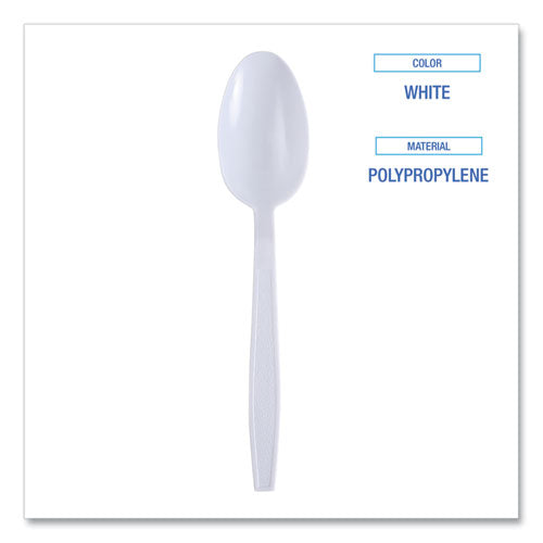 Image of Boardwalk® Heavyweight Wrapped Polypropylene Cutlery, Spoon, Plastic, White, 1,000/Carton