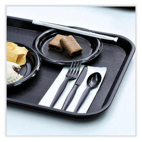 Image of Boardwalk® Heavyweight Wrapped Polystyrene Cutlery, Knife, Plastic, Black, 1,000/Carton