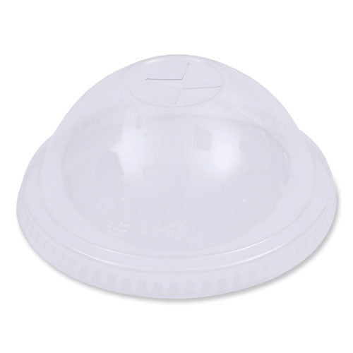 Image of Boardwalk® PET Cold Cup Dome Lids, Fits 14 oz to 24 oz Cold Cups, Plastic, Clear, 100/Sleeve, 10 Sleeves/Carton