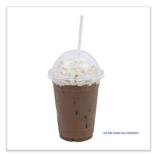 Image of Boardwalk® PET Cold Cup Dome Lids, Fits 14 oz to 24 oz Cold Cups, Plastic, Clear, 100/Sleeve, 10 Sleeves/Carton
