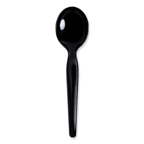 Image of Boardwalk® Heavyweight Polystyrene Cutlery, Soup Spoon, Plastic, Black, 1,000/Carton