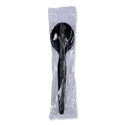 Image of Boardwalk® Heavyweight Polystyrene Cutlery, Soup Spoon, Plastic, Black, 1,000/Carton