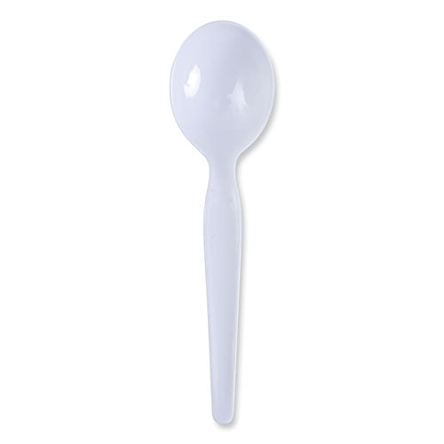 Image of Boardwalk® Heavyweight Polystyrene Cutlery, Soup Spoon, Plastic, White, 1,000/Carton