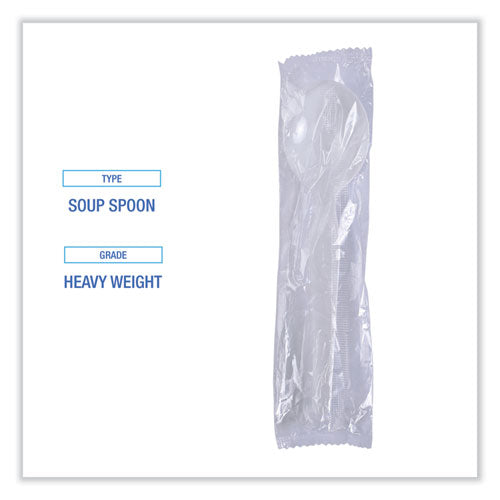 Image of Boardwalk® Heavyweight Polystyrene Cutlery, Soup Spoon, Plastic, White, 1,000/Carton