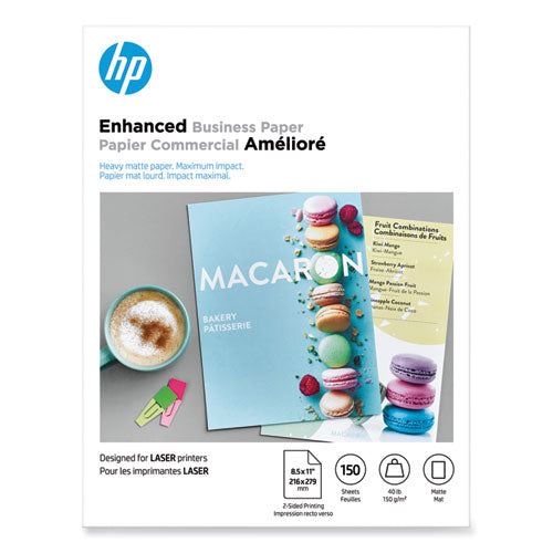 Image of HP Laser Matte Brochure Paper, 112 Bright, 40 lb Bond Weight, 8.5 x 11, White, 150/Pack