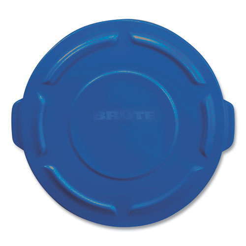Image of Rubbermaid® Commercial BRUTE Self-Draining Flat Top Lids for 32 gal Round BRUTE Containers, 22.25" Diameter, Blue