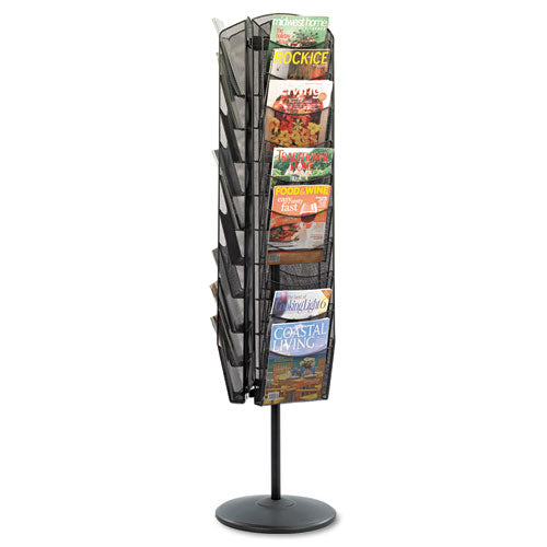 Image of Safco® Onyx Mesh Rotating Magazine Display, 30 Compartments, 16.5w X 16.5d X 66h, Black
