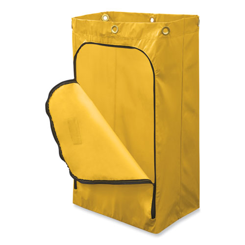 Image of Rubbermaid® Commercial Zippered Vinyl Cleaning Cart Bag for Rubbermaid Commercial 6173-88, 24 gal, 17.25" x 10.5" x 30.5", Yellow