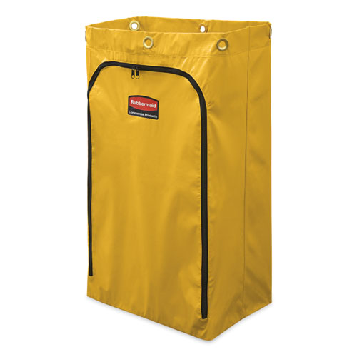 Image of Rubbermaid® Commercial Zippered Vinyl Cleaning Cart Bag for Rubbermaid Commercial 6173-88, 24 gal, 17.25" x 10.5" x 30.5", Yellow