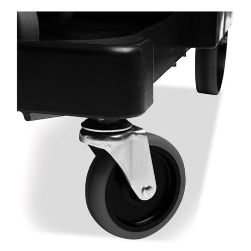 Image of Rubbermaid® Commercial Executive Janitorial Cleaning Cart, Plastic, 4 Shelves, 1 Bin, 12.1" x 22.4" x 23", Black