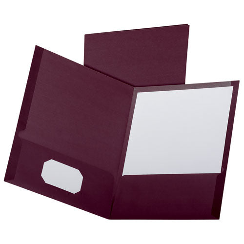 Image of Oxford Linen Finish Twin Pocket Folders, 100-Sheet Capacity, 11 X 8.5, Burgundy, 25/box