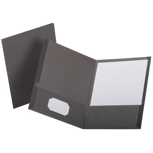 Image of Oxford Linen Finish Twin Pocket Folders, 100-Sheet Capacity, 11 x 8.5, Light Gray, 25/Box