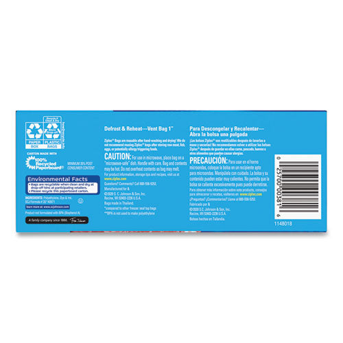 Image of Ziploc® Zipper Freezer Bags, 32 oz, 6.97" x 7.7", Clear, 38 Bags/Box, 9 Boxes/Carton