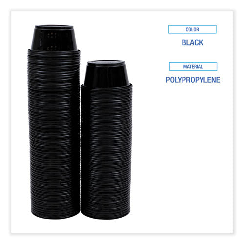 Image of Boardwalk® Souffle/Portion Cups, 2 oz, Plastic, Black, 125/Sleeve, 20 Sleeves/Carton