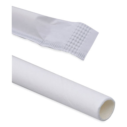 Image of Boardwalk® Individually Wrapped Paper Straws, 7.75" X 0.25", White, 3,200/carton