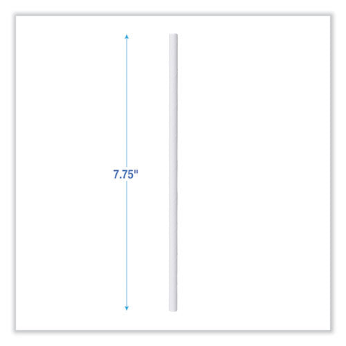 Image of Boardwalk® Individually Wrapped Paper Straws, 7.75" X 0.25", White, 3,200/carton
