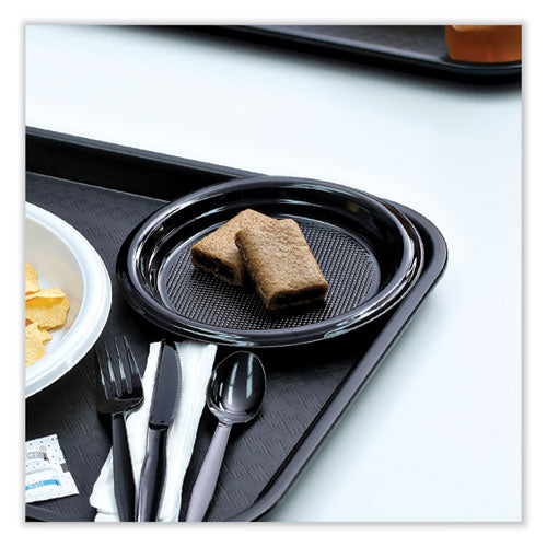 Image of Boardwalk® Hi-Impact Plastic Dinnerware, Plate, 9" Dia, Black, 500/carton
