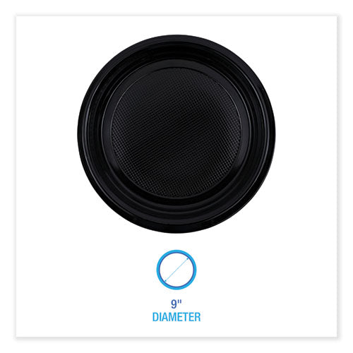 Image of Boardwalk® Hi-Impact Plastic Dinnerware, Plate, 9" Dia, Black, 500/carton