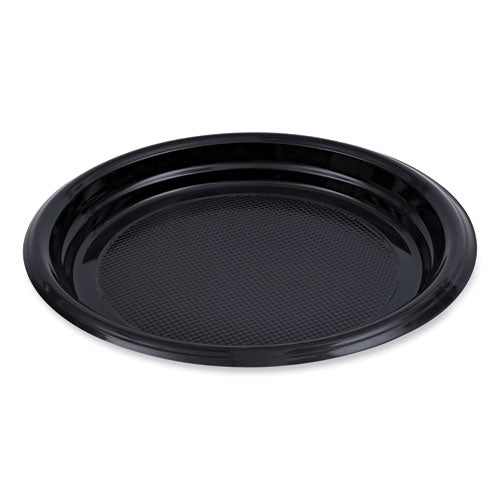 Image of Boardwalk® Hi-Impact Plastic Dinnerware, Plate, 9" Dia, Black, 500/carton