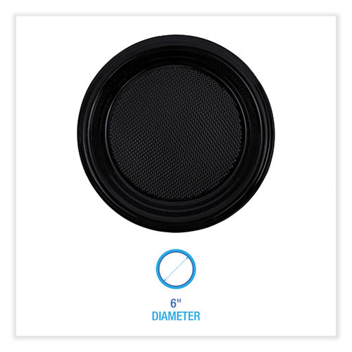 Image of Boardwalk® Hi-Impact Plastic Dinnerware, Plate, 6" Dia, Black, 1,000/carton