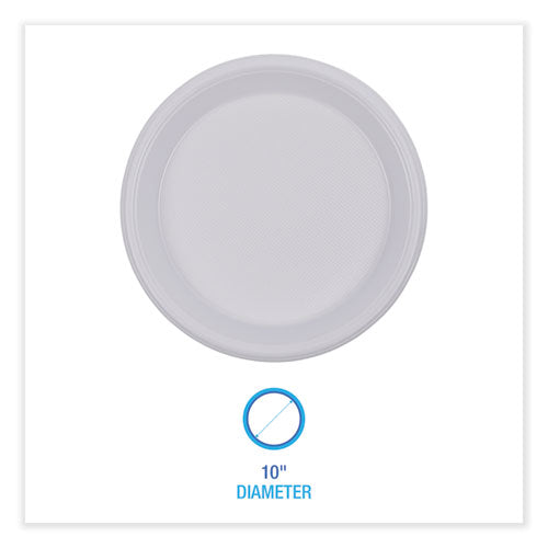 Image of Boardwalk® Hi-Impact Plastic Dinnerware, Plate, 10" Dia, White, 500/carton