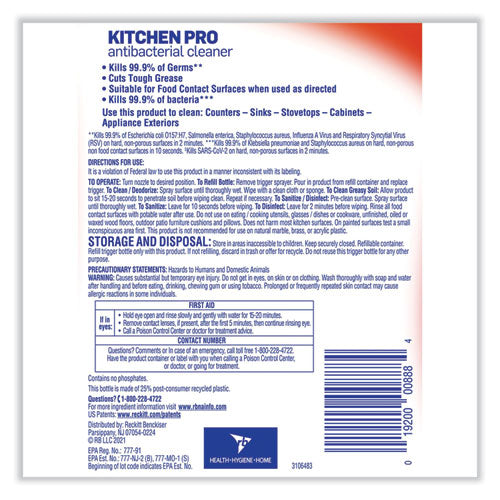 Image of LYSOL® Brand Kitchen Pro Antibacterial Cleaner, Citrus Scent, 22 Oz Spray Bottle