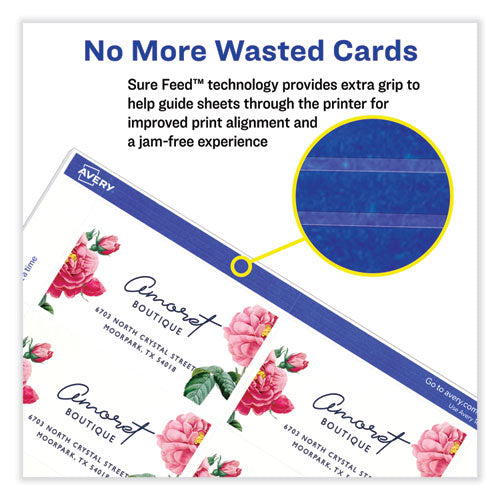 Image of Avery® Printable Microperforated Business Cards W/sure Feed Technology, Laser, 2 X 3.5, White, 250 Cards, 10/sheet, 25 Sheets/pack