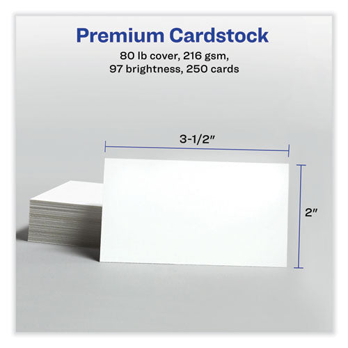Image of Avery® Printable Microperforated Business Cards W/sure Feed Technology, Laser, 2 X 3.5, White, 250 Cards, 10/sheet, 25 Sheets/pack