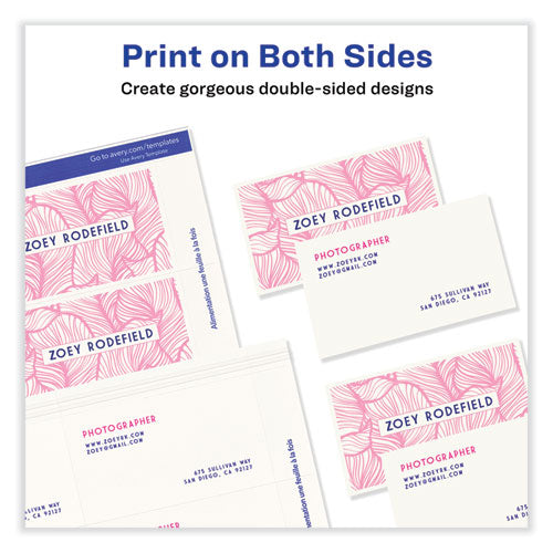 Image of Avery® Printable Microperforated Business Cards W/sure Feed Technology, Laser, 2 X 3.5, Ivory, 250 Cards, 10/sheet, 25 Sheets/pack