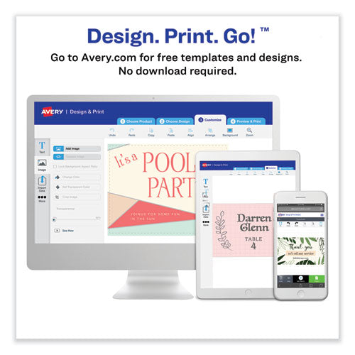 Image of Avery® Print-To-The-Edge Microperf Business Cards W/sure Feed Technology, Color Laser, 2x3.5, White, 160 Cards, 8/sheet,20 Sheets/pk