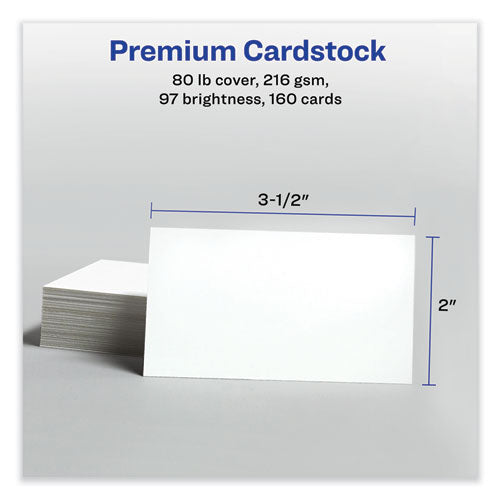 Image of Avery® Print-To-The-Edge Microperf Business Cards W/sure Feed Technology, Color Laser, 2x3.5, White, 160 Cards, 8/sheet,20 Sheets/pk