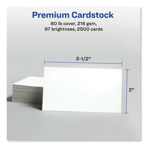 Image of Avery® Printable Microperforated Business Cards W/sure Feed Technology, Laser, 2 X 3.5, White, 2,500 Cards, 10/sheet, 250 Sheets/box