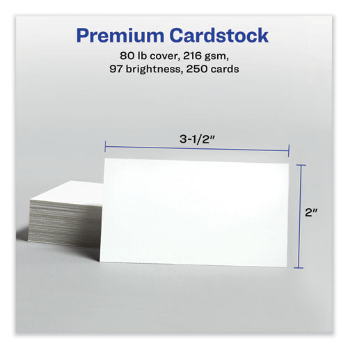 Image of Avery® Printable Microperforated Business Cards w/Sure Feed Technology, Inkjet, 2 x 3.5, White, 250 Cards, 10/Sheet, 25 Sheets/Pack