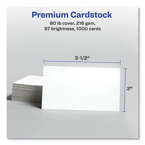Image of Avery® Printable Microperforated Business Cards W/sure Feed Technology, Inkjet, 2 X 3.5, White, 1,000 Cards, 10/sheet, 100 Sheets/bx