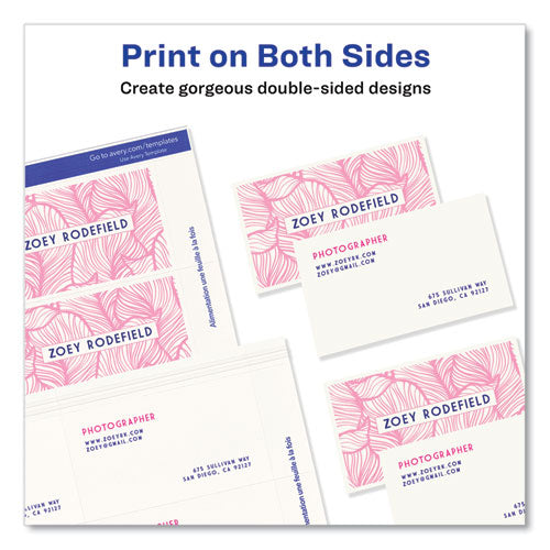 Image of Avery® Printable Microperforated Business Cards W/sure Feed Technology, Inkjet, 2 X 3.5, White, 1,000 Cards, 10/sheet, 100 Sheets/bx
