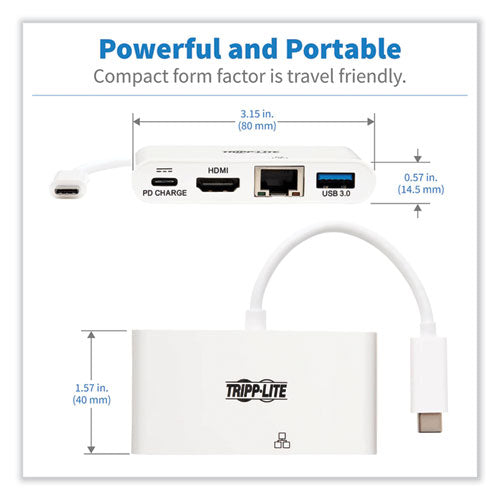 Image of Tripp Lite by Eaton 4k Dock With Charging And Ethernet, Usb C/4k Hdmi/usb A/pd Charging, White