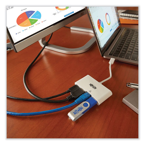 Image of Tripp Lite by Eaton 4k Dock With Charging And Ethernet, Usb C/4k Hdmi/usb A/pd Charging, White