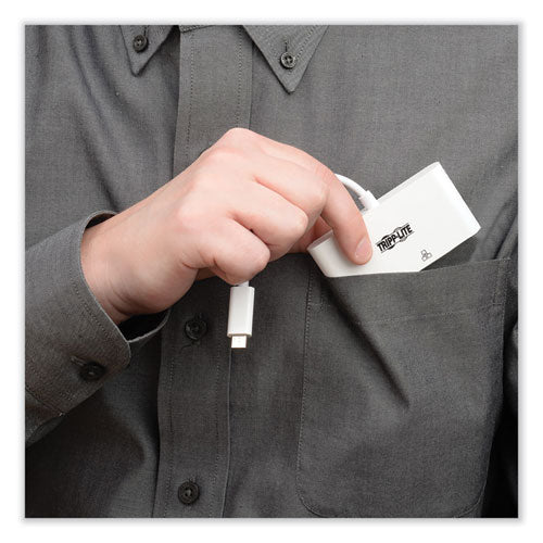 Image of Tripp Lite by Eaton USB 3.1 Gen 1 USB-C to HDMI Adapter, USB-A/USB-C PD Charging/Gigabit Ethernet, 3", White