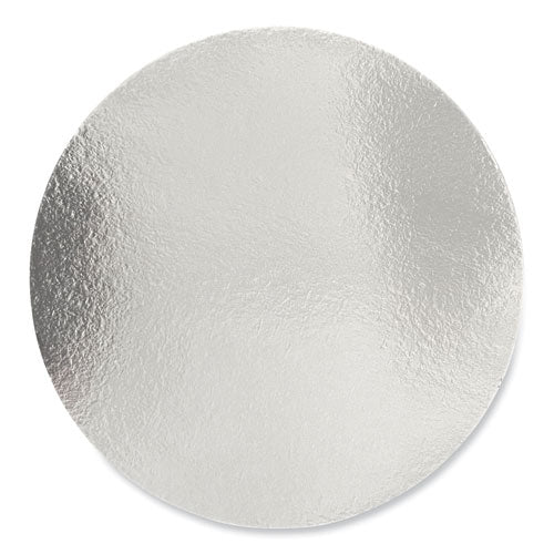 Image of Boardwalk® Round Aluminum To-Go Container Lids, Flat Lid, 9" Diameter, Silver, Paper, 500/Carton