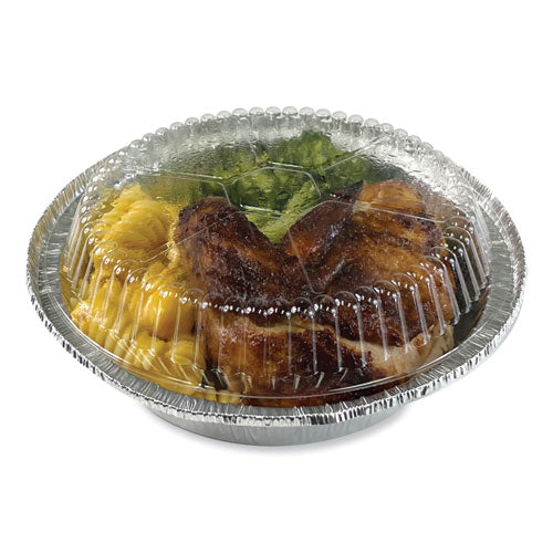 Image of Boardwalk® Round Aluminum To-Go Container Lids, Dome Lid, 7" Diameter, Clear, Plastic, 500/Carton