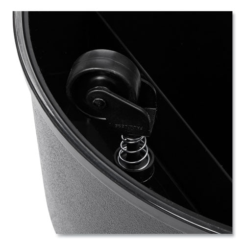 Image of Rubbermaid® Commercial Rolling Step Stool, Curved Design, 2-Step, Retracting Casters, 350 lb Capacity, 16" Diameter x 13.5"h, Black