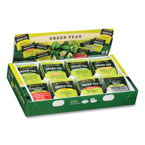 Image of Bigelow® Green Tea Assortment, Individually Wrapped, Eight Flavors, 64 Tea Bags/box