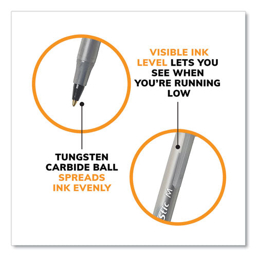 Image of BIC® Round Stic Xtra Life Ballpoint Pen, Stick, Medium 1 mm, Black Ink, Translucent Black Barrel, 144/Pack