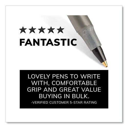 Image of BIC® Round Stic Xtra Life Ballpoint Pen, Stick, Medium 1 mm, Black Ink, Translucent Black Barrel, 144/Pack