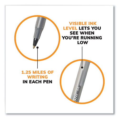 Image of BIC® Round Stic Xtra Life Ballpoint Pen, Stick, Medium 1 mm, Black Ink, Translucent Black Barrel, 500/Pack